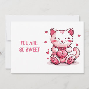 schattige kat verliefd met roze hart feestdagenkaart