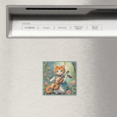 Schattige Kat Viool spelen Magneet (Insitu (Vaatwasser))