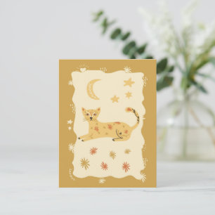 Schattige kat volks kunst - Kunstenaar ansichtkaar Briefkaart