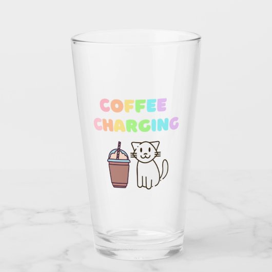 schattige kat voor het laden van koffie glas (Voorkant)