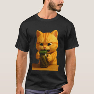 Schattige kat worstelt met pot, aanbiddelijke gean t-shirt