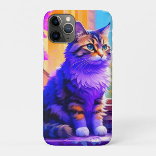 Schattige kat zit in raam Ai-kunst iPhone 11 Pro Hoesje