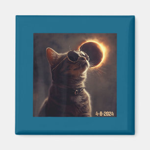 Schattige Kat Zonnebril Totale Zonsverduistering Magneet