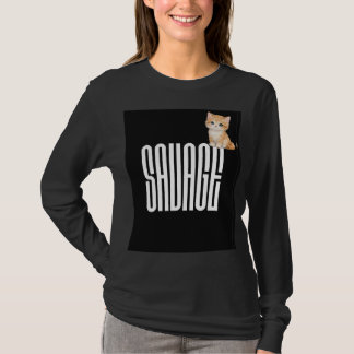 schattige kat & zwarte roze t-shirt