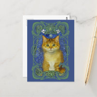 Schattige katje in Art Nouveau stijl