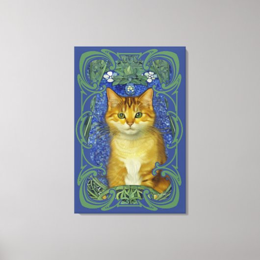 Schattige katje in  Art Nouveau stijl Canvas Afdruk (Voorkant)