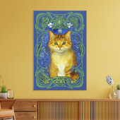 Schattige katje in  Art Nouveau stijl Canvas Afdruk (Insitu (Woonkamer))