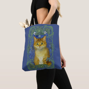 Schattige katje in  Art Nouveau stijl Draagtas