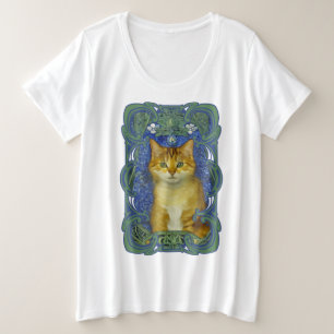 Schattige katje in  Art Nouveau stijl Grote Maat T-shirt