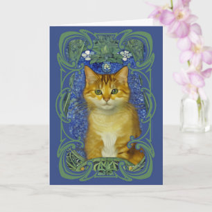 Schattige katje in  Art Nouveau stijl Kaart