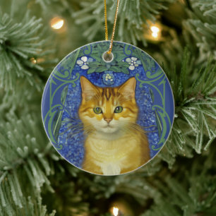 Schattige katje in Art Nouveau stijl Keramisch Ornament