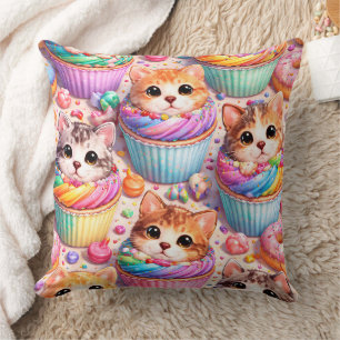 Schattige katjes en cupcakes, kussen regenboog zoe