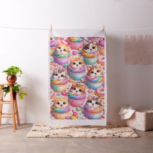 Schattige katjes en cupcakes, stof regenboog zoete