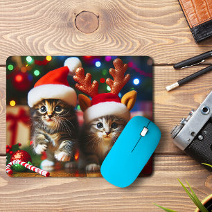 Schattige katjes met kerstman en rendierhoeden 4 muismat