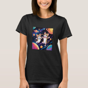 schattige katjes zwevend in atmosfeer planeten ste t-shirt