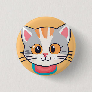 Schattige katkitten Gezicht huisdieren Verjaardags Ronde Button 3,2 Cm