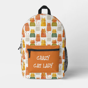 Schattige katpatroon Crazy Cat Lady Custom Script Bedrukte Rugzak