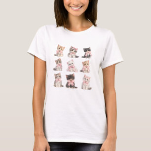 Schattige katten aanbiddelijke roze strik katjes t-shirt