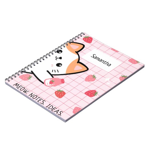 Schattige Katten aardbei Notitieboek (Linkerzijde)