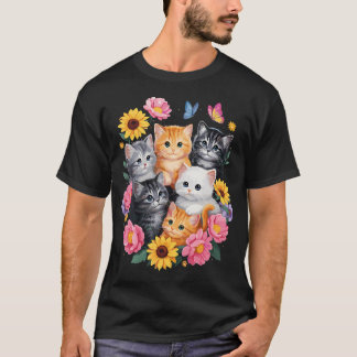 Schattige Katten Bloem Bloemstuk T-shirt