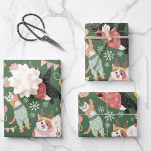 Schattige Katten die Kerstmis Verpesten Inpakpapier Vel