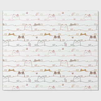 Schattige katten die over harten gluren cadeaupapier