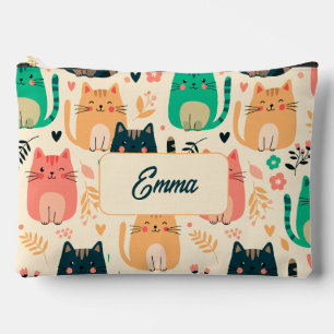 Schattige katten en bloempatroon op maat gemaakte etui