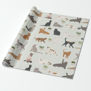 Schattige katten en kamerplanten cadeaupapier