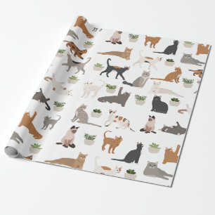 Schattige katten en kamerplanten  cadeaupapier