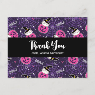 Schattige katten en pompoenen Halloween-patroon be Briefkaart