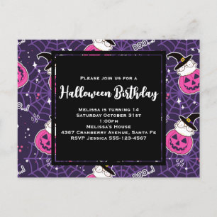 Schattige katten en pompoenen Halloween-patroon ve Briefkaart