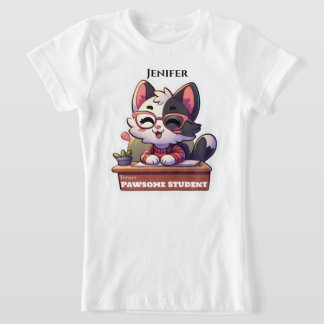 Schattige katten grap terug naar school  t-shirt