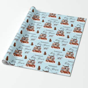 Schattige katten in auto Winter verjaardag baby ca Cadeaupapier