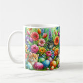 Schattige katten in bloementuin Pasen Koffiemok (Links)