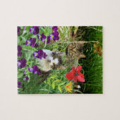 Schattige katten in de tuin legpuzzel (Horizontaal)