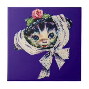 schattige katten in een kattenkatje tegeltje
