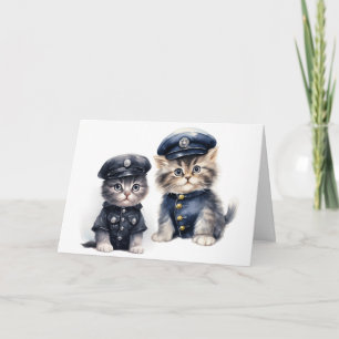 Schattige katten in politie-uniformen Pootjes van Kaart