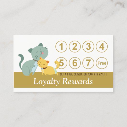 Schattige Katten Loyalty Rewards Pet Sitting Servi (Achterkant)