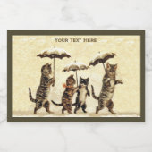 Schattige katten met Kittens in winterparaplu's Voedselcontainer Etiket (Enkel label)