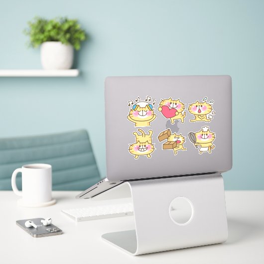 schattige katten sticker (Laptop op bureau)