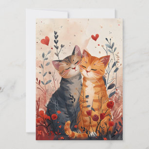 Schattige katten Valentijnsdag kaart
