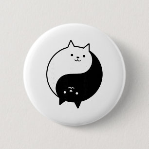 Schattige katten Yin Yang Yoga Zen kitty zwart en Ronde Button 5,7 Cm