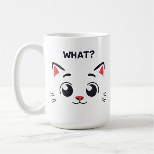Schattige kattengezicht "WAT?" Grappige expressie Koffiemok