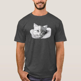 Schattige kattenillustratie zwart-wit kunst t-shirt