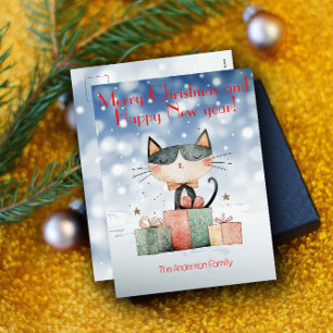 Schattige kattenkerstcadeau Vakantie Briefkaart