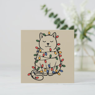 Schattige Kattenliefhebber Kerstverlichting Katten Feestdagenkaart