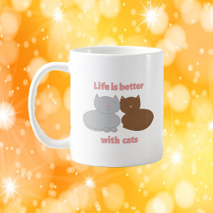 Schattige kattenliefhebbers citaat Leven is beter Koffiemok