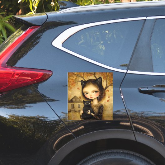 SCHATTIGE KATTENMEISJE GROTE AUTO DECAL STICKER (Auto Zijkant)