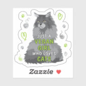 Schattige kattenmeisje, veganist sticker (Vel)
