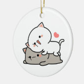 schattige kattenmochi keramisch ornament (Links)
